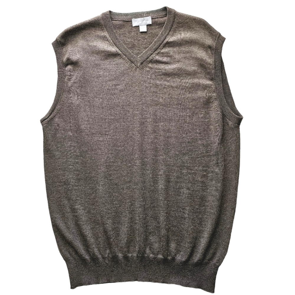 Nwot Toscano Firenxe Mocha Brown Merino Wool Sleeveless Sweater Vest